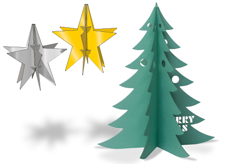 Groene kerstboom en glimmende sterren
